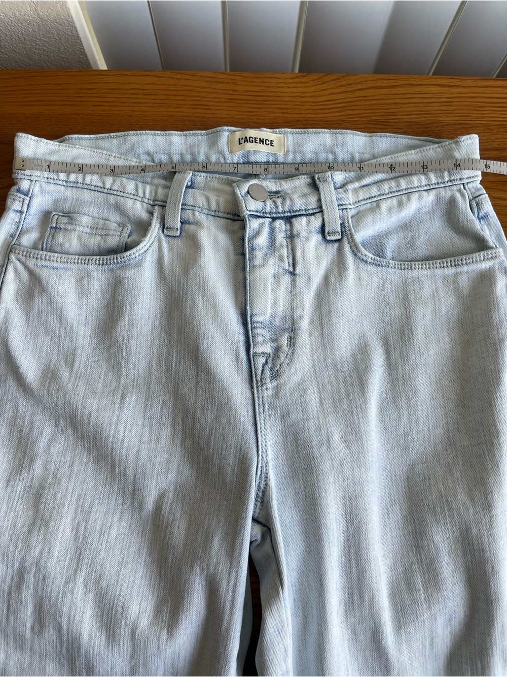 L’AGENCE Harmon High Waist Slim Raw Hem Jeans Electra Wash Size 27 - Picture 7 of 16
